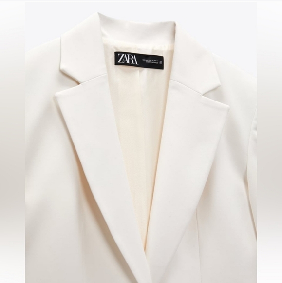 NWT * ZARA Oversized Blazer Oyster White Size L - Picture 11 of 14